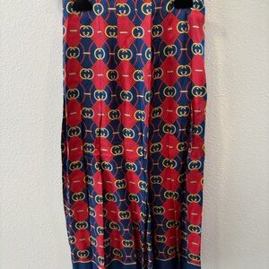 Gucci Vibrant Red and Blue Patterned Maxi Skirt